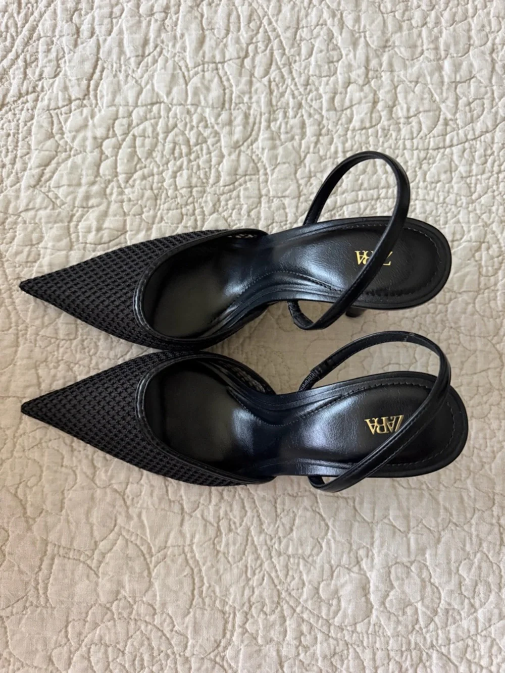 Zara Black Pointed Slingback Mesh Heel - NEW NEVER WORN - Size 8 - Picture 10 of 15